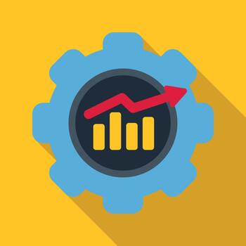 Gear icon optimizing business analytics and data growth vector