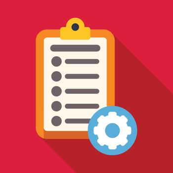 Checklist and gear icon for task management settings vector