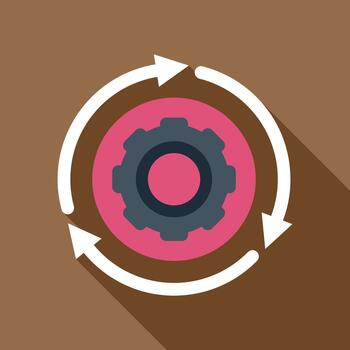 Automation process cycle with gear flat icon vector