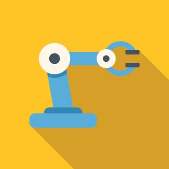 Robotic arm icon presenting industrial automation technology vector