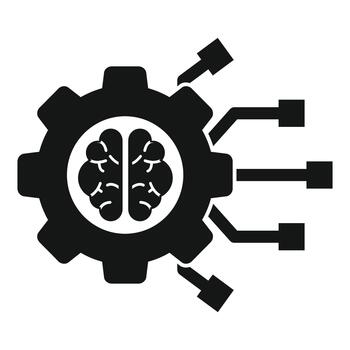 Artificial intelligence brain processing data gear icon vector