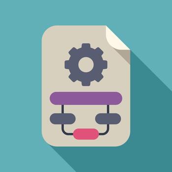 flujo de trabajo proceso plano diseño con engranaje icono vector