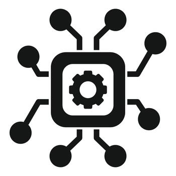 procesador engranaje icono Procesando computadora datos red vector