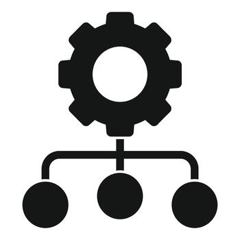 Workflow process automation diagram with gear icon vector