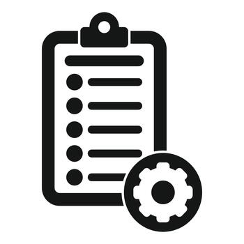 Checklist with gear icon showing task management settings vector