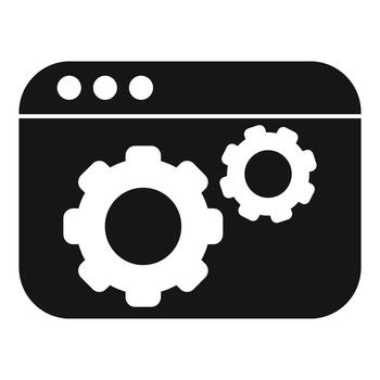Browser window showing gears for internet settings vector