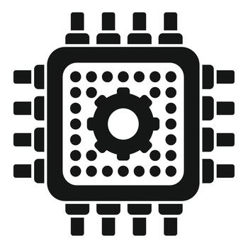Processor with gear symbol indicating hardware settings vector