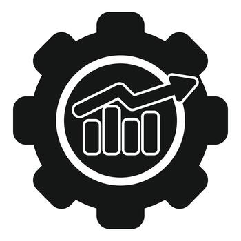 engranaje icono demostración negocio proceso crecimiento datos vector