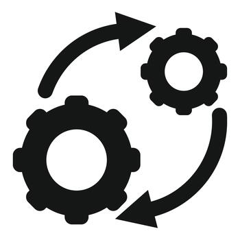 Gears and arrows illustrating a continuous process cycle vector