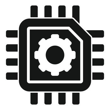 Microchip processor settings gear technology icon vector