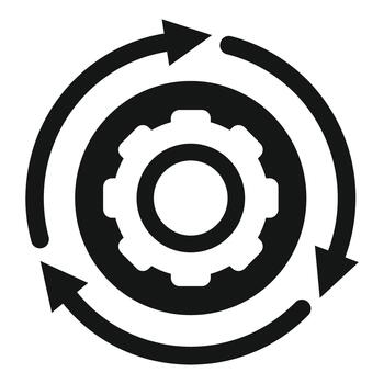 continuo mejora proceso ciclo con engranaje icono vector