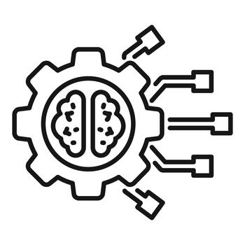 Artificial intelligence brain machine learning process icon vector