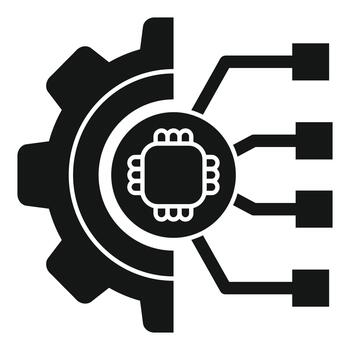 Automation integrating smart technology and mechanical process icon vector