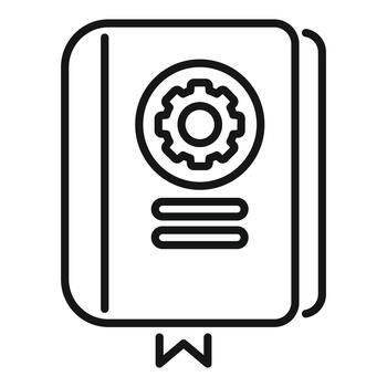 Manual with gear icon for settings and learning vector