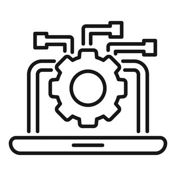 Laptop with gear icon representing system integration vector
