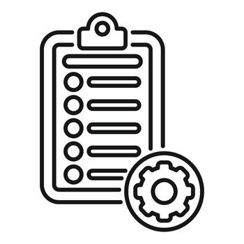 Lista de Verificación documento con engranaje ajustes icono vector