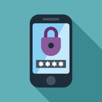 teléfono inteligente mostrando bloquear icono y contraseña campo vector