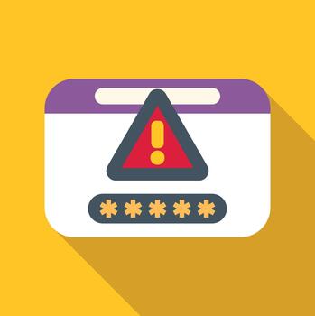 Password security error warning on login screen vector