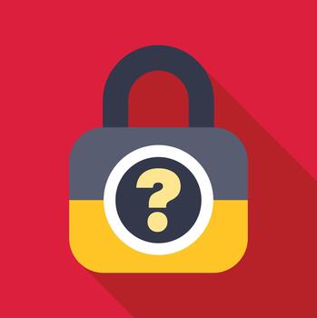 Padlock with question mark asking about security vector
