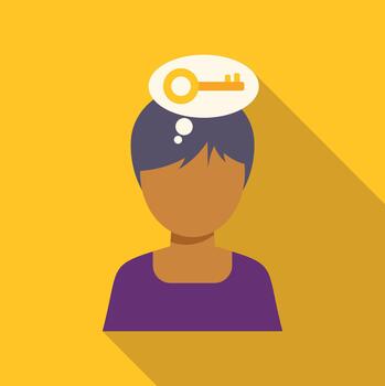 Person thinking, finding key solution for problem vector