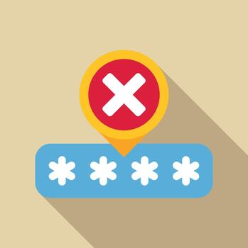 Password field showing incorrect entry error message vector