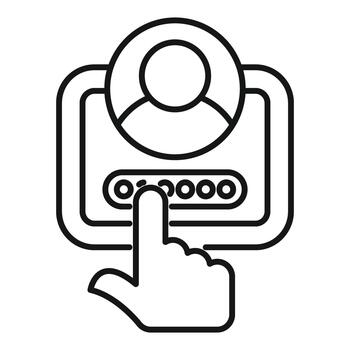 usuario Inicio sesión en entrando contraseña en pantalla vector