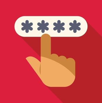 Hand entering password for digital security access vector