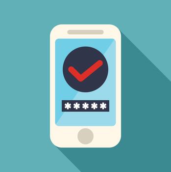 Smartphone displaying password entry and security checkmark vector