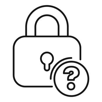 Padlock with question mark icon for forgotten password vector