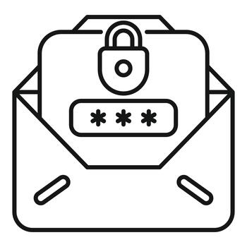 Email message security concept with padlock password vector