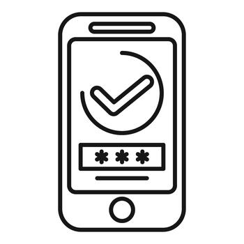 teléfono inteligente exitosamente autenticando contraseña entrada con marca de verificación vector