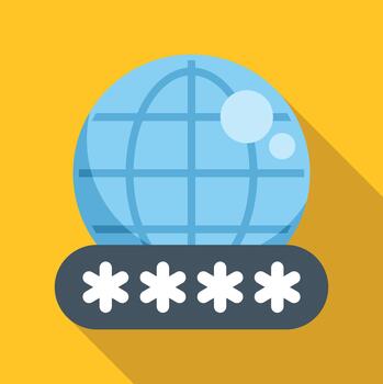 Global internet security with password protection icon vector