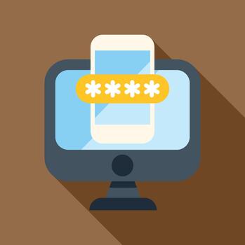 Two factor authentication with phone and computer vector