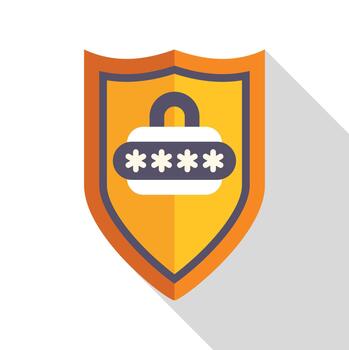 Shield protecting password login for cybersecurity vector