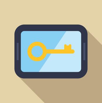 Tablet displaying key for digital security access vector