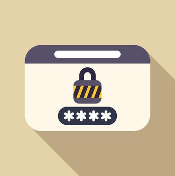 Web browser showing password input with lock icon vector