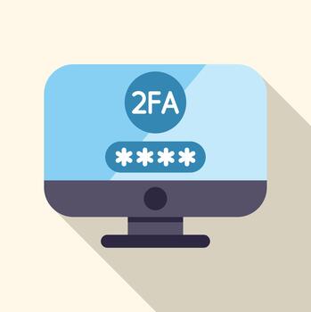 Computer monitor displaying two factor authentication login security vector