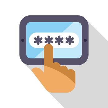 mano entrando seguro contraseña en tableta pantalla vector