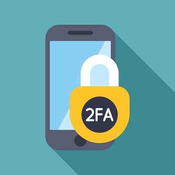 Smartphone with padlock showing 2fa for account security vector