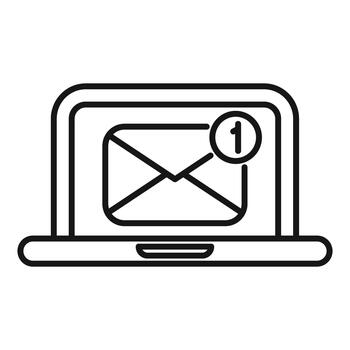 Laptop screen showing new email message notification vector