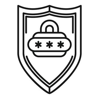 Shield protecting data password with padlock icon vector