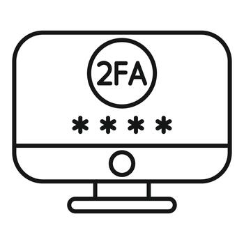 Computer monitor displaying two factor authentication security login vector