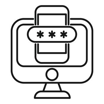 Computer monitor displaying password field on smartphone screen vector