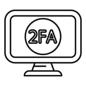Computer monitor displaying 2fa two factor authentication icon vector