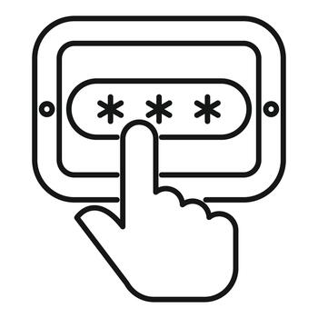 mano entrando contraseña en seguridad acceso panel vector
