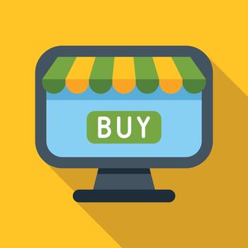 escritorio monitor mostrando en línea tienda con comprar botón vector