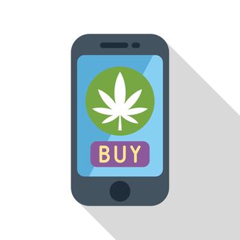 teléfono inteligente aplicación mostrando canabis hoja y comprar botón vector