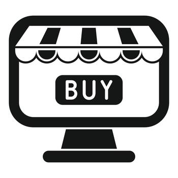 Computer monitor displaying online store with buy button vector