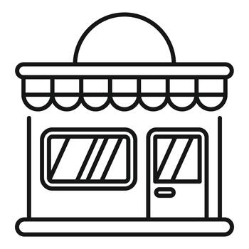 Store building front with awning line icon vector