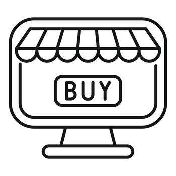 en línea Tienda computadora monitor con comprar botón vector